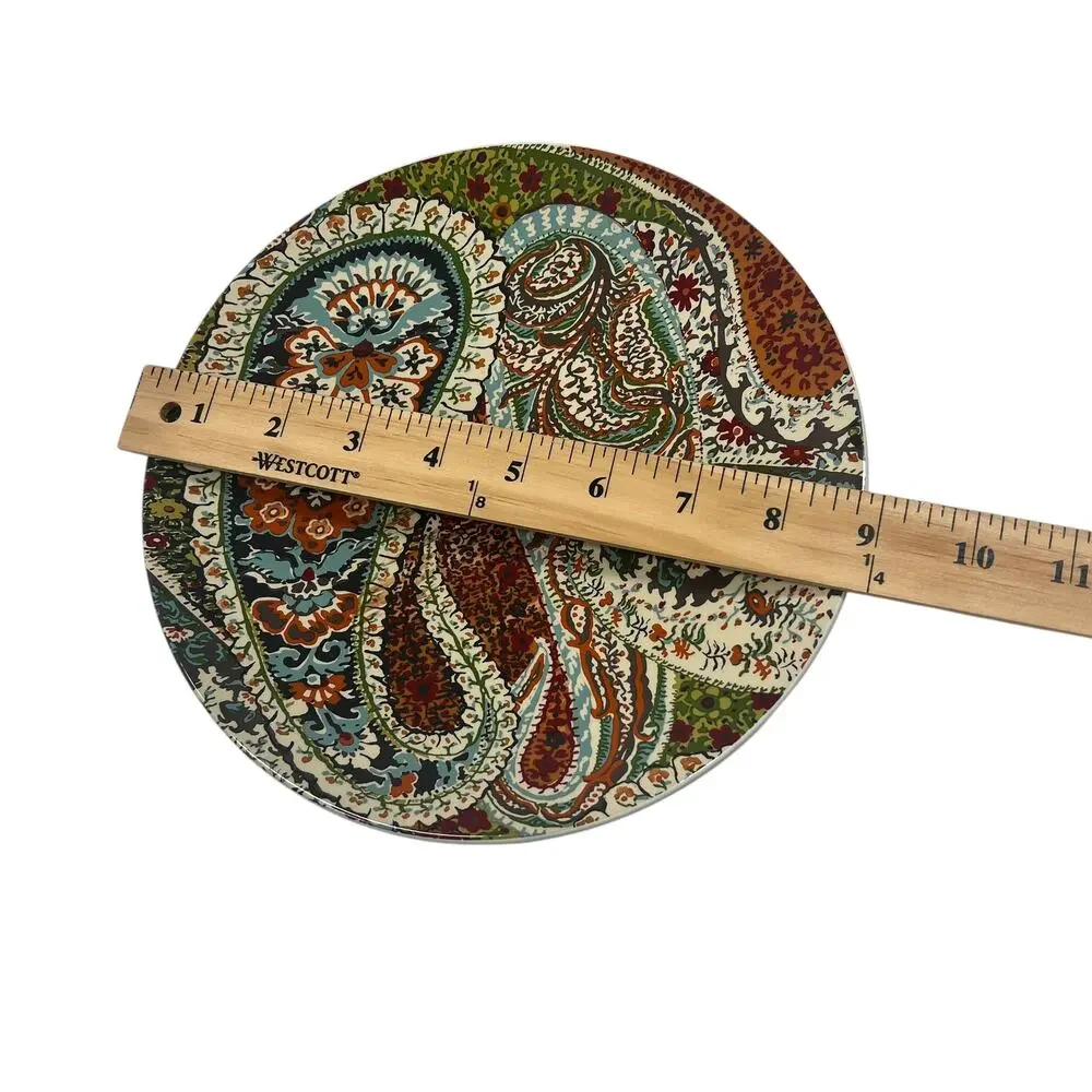 Set of 2 Pottery Barn Zia Paisley Pattern Plates NWT Retro‎ Boho Eclectic 8.75